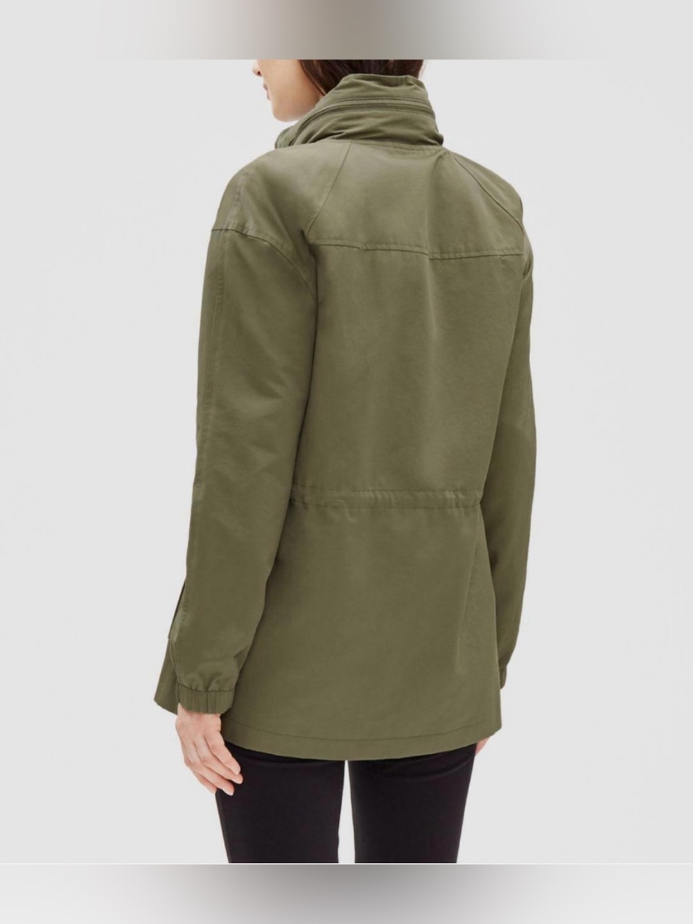 Eileen Fisher organic cotton nylon outerwear army green olive jacket size small - Picture 2 of 8